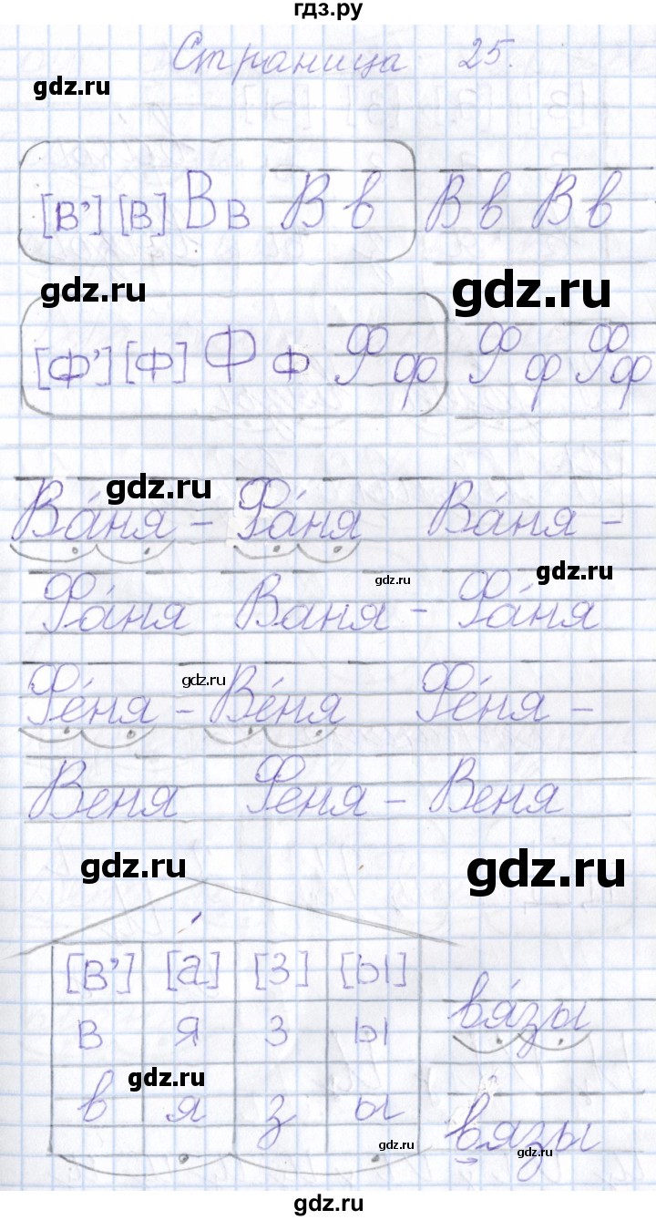 ГДЗ по русскому языку 1 класс Агаркова тетрадь по письму  тетрадь №4. страница - 25, Решебник №1