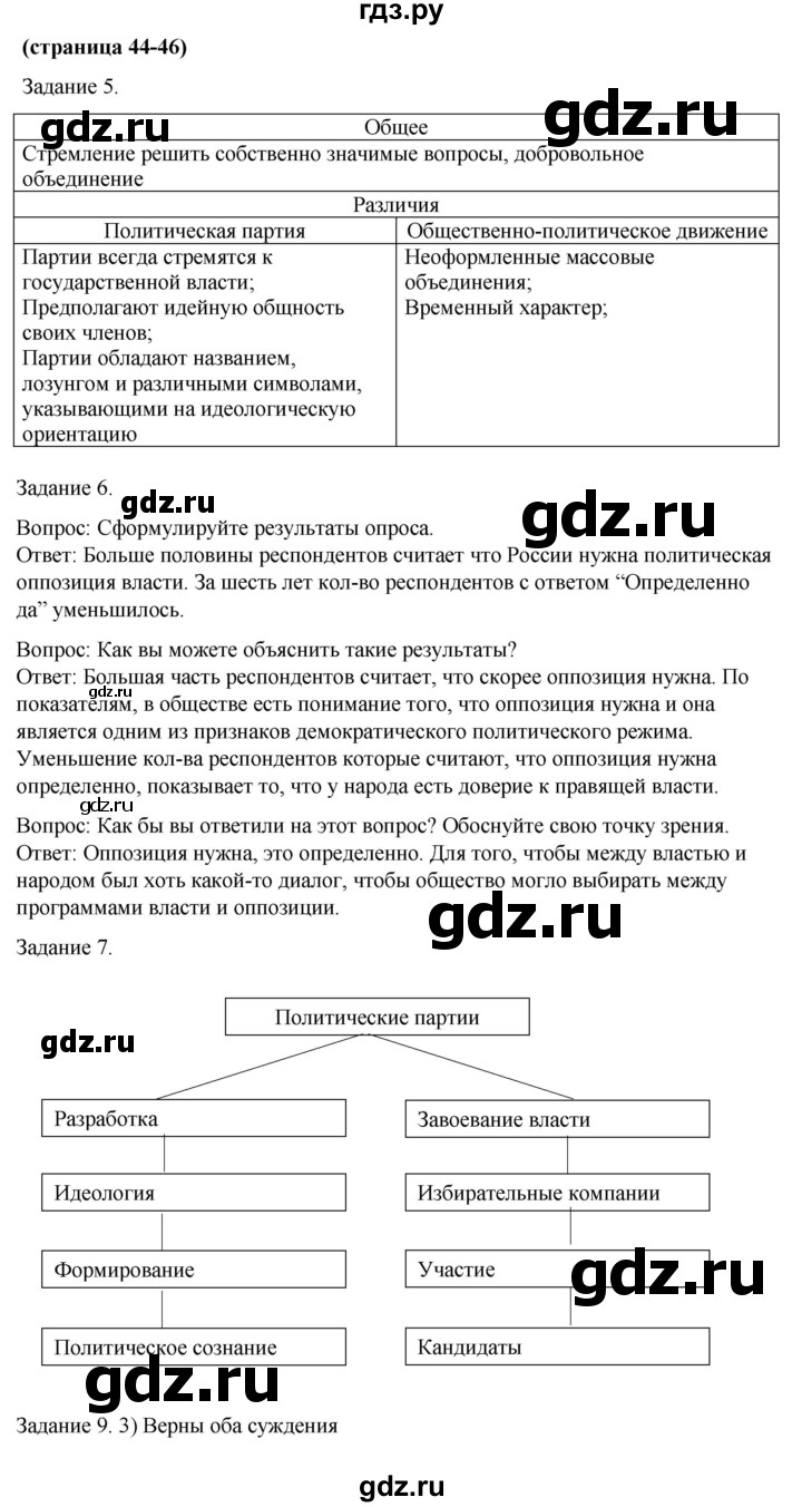 ГДЗ по обществознанию 9 класс Митькин рабочая тетрадь (Боголюбов)  страница - 44, Решебник 2015