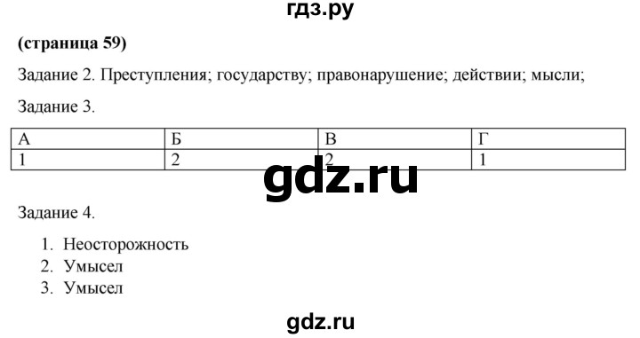ГДЗ по обществознанию 9 класс Митькин рабочая тетрадь (Боголюбов)  страница - 59, Решебник 2015