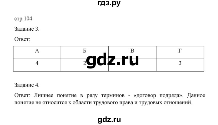 ГДЗ по обществознанию 9 класс Митькин рабочая тетрадь (Боголюбов)  страница - 104, Решебник 2024