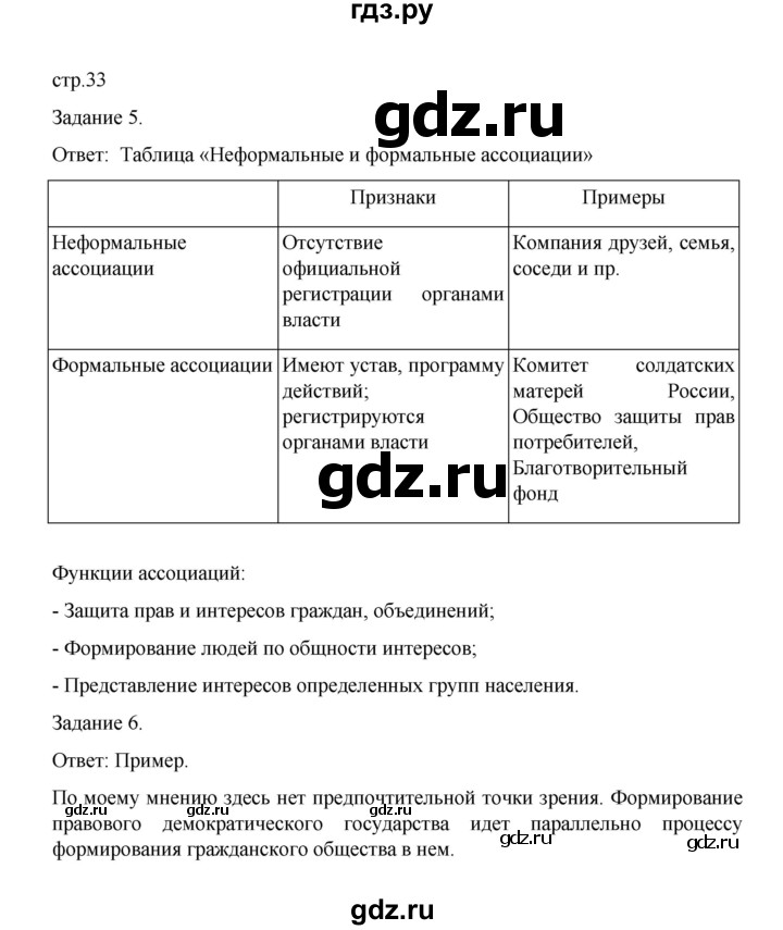 ГДЗ по обществознанию 9 класс Митькин рабочая тетрадь (Боголюбов)  страница - 33, Решебник 2024