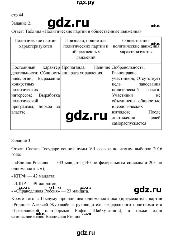 ГДЗ по обществознанию 9 класс Митькин рабочая тетрадь (Боголюбов)  страница - 44, Решебник 2024