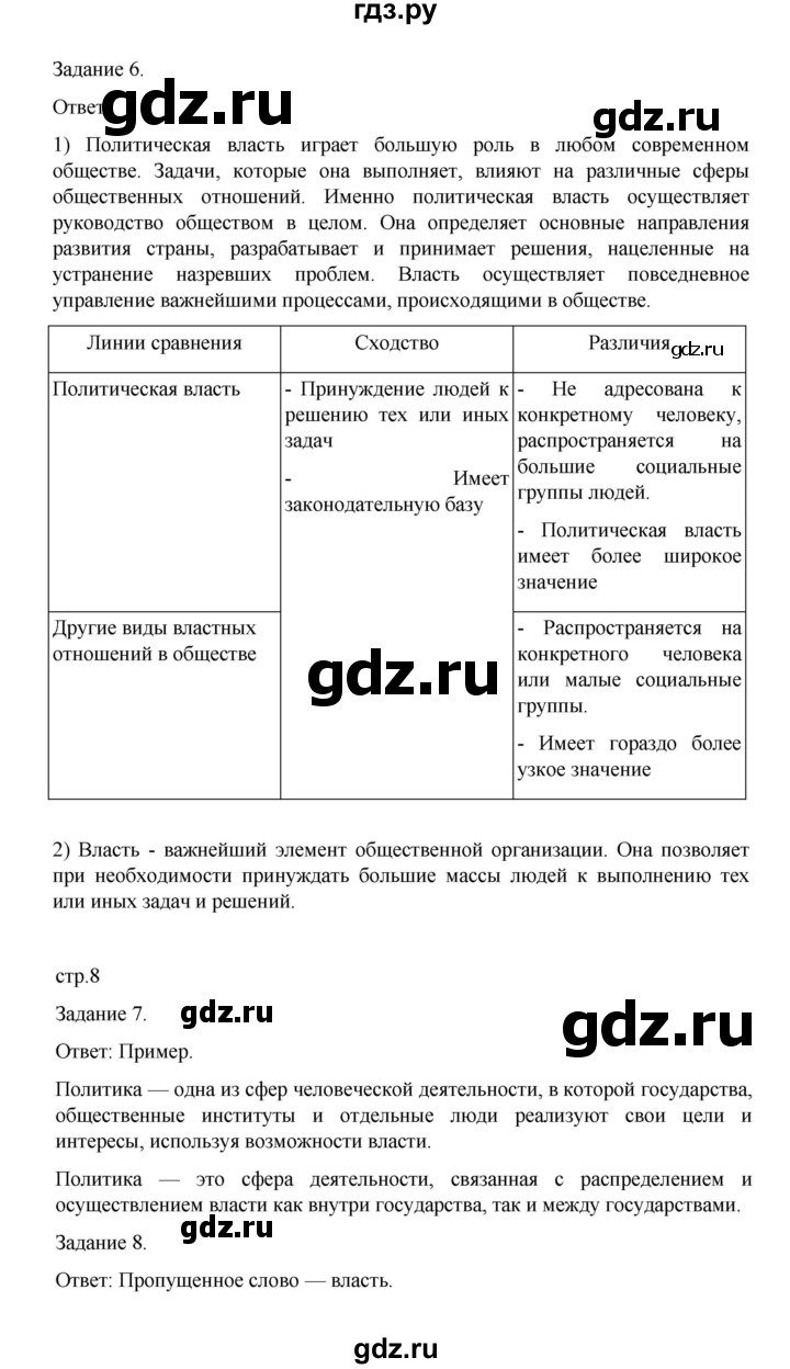 ГДЗ по обществознанию 9 класс Митькин рабочая тетрадь (Боголюбов)  страница - 8, Решебник 2024