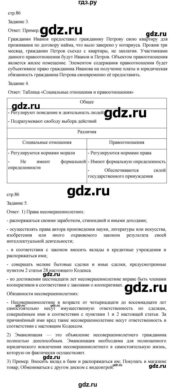 ГДЗ по обществознанию 9 класс Митькин рабочая тетрадь (Боголюбов)  страница - 86, Решебник 2024