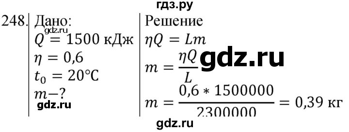ГДЗ по физике 8 класс Марон сборник вопросов и задач (Перышкин)  номер - 248, Решебник