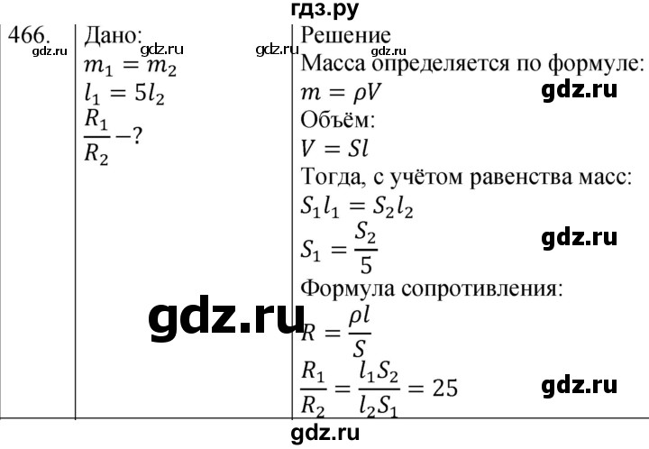 ГДЗ по физике 8 класс Марон сборник вопросов и задач (Перышкин)  номер - 466, Решебник