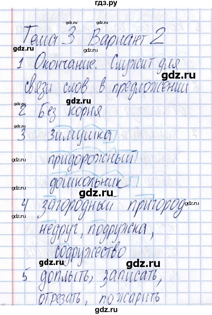 ГДЗ по русскому языку 3 класс  Голубь Тематический контроль  тема 3 (вариант) - 2, Решебник №1