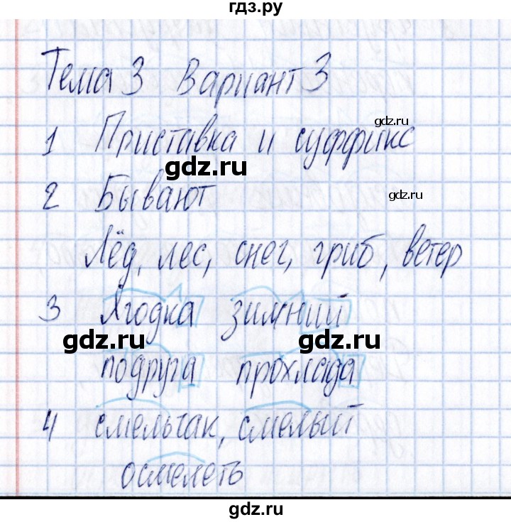 ГДЗ по русскому языку 3 класс  Голубь Тематический контроль  тема 3 (вариант) - 3, Решебник №1