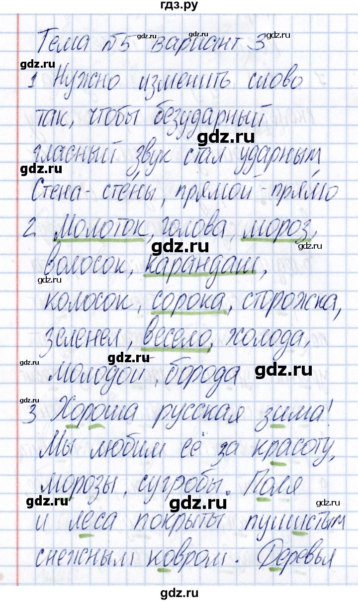 ГДЗ по русскому языку 3 класс  Голубь Тематический контроль  тема 5 (вариант) - 3, Решебник №1