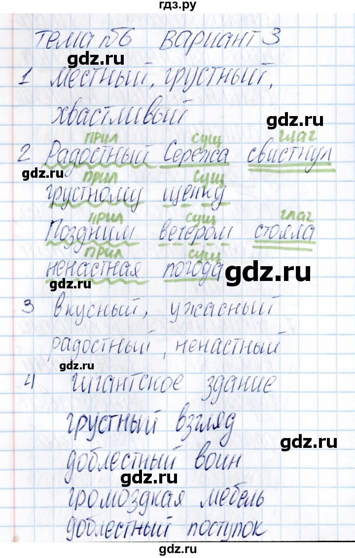 ГДЗ по русскому языку 3 класс  Голубь Тематический контроль  тема 6 (вариант) - 3, Решебник №1