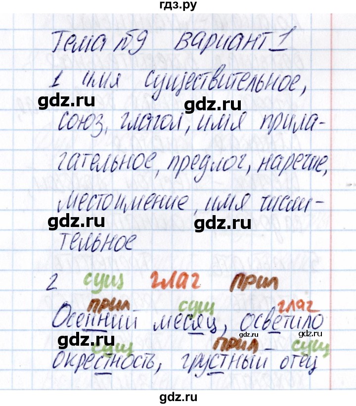 ГДЗ по русскому языку 3 класс  Голубь Тематический контроль  тема 9 (вариант) - 1, Решебник №1