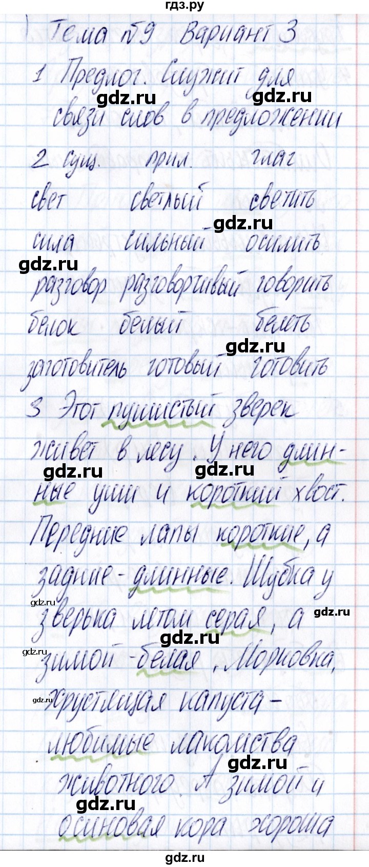 ГДЗ по русскому языку 3 класс  Голубь Тематический контроль  тема 9 (вариант) - 3, Решебник №1