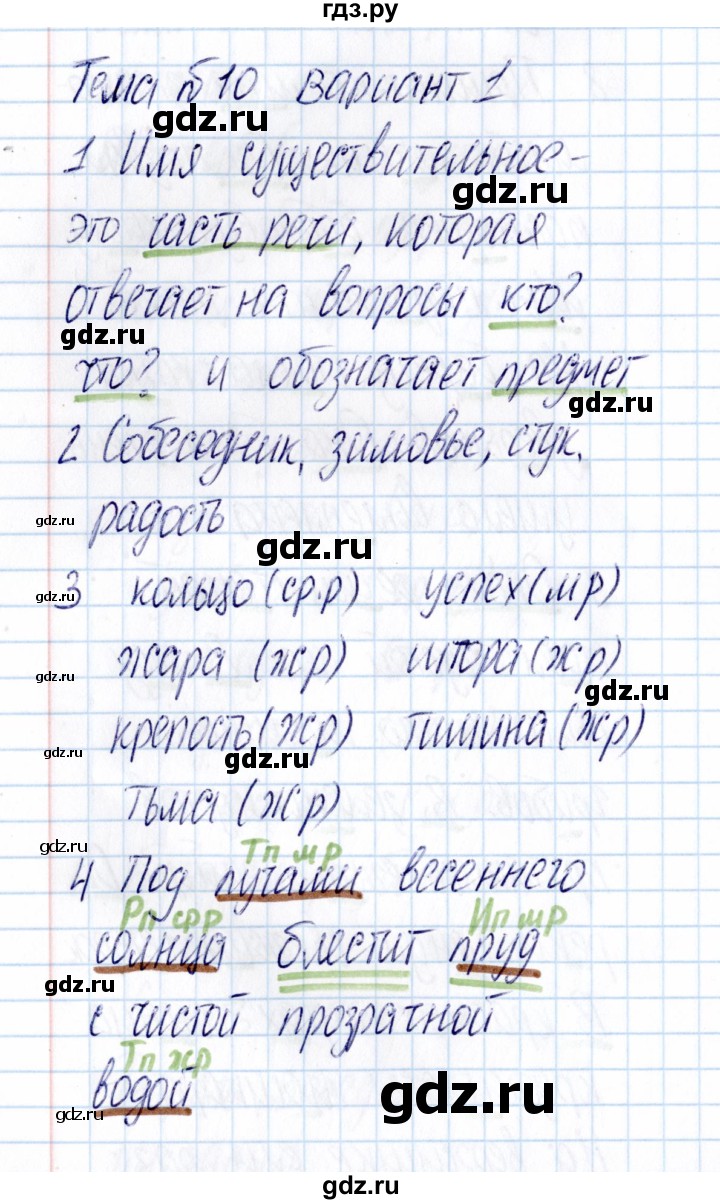 ГДЗ по русскому языку 3 класс  Голубь Тематический контроль  тема 10 (вариант) - 1, Решебник №1