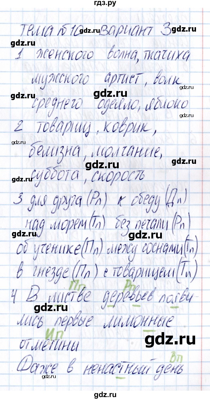 ГДЗ по русскому языку 3 класс  Голубь Тематический контроль  тема 10 (вариант) - 3, Решебник №1