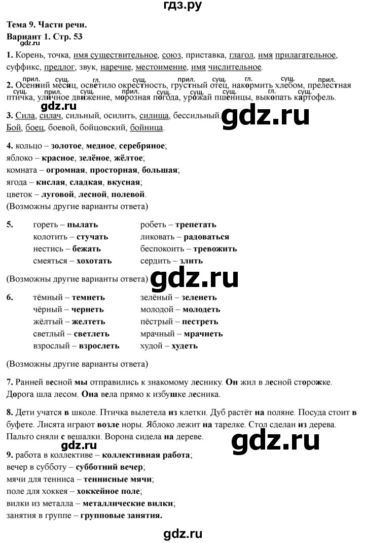 ГДЗ по русскому языку 3 класс  Голубь Тематический контроль  тема №9 - Вариант 1, Решебник 2025