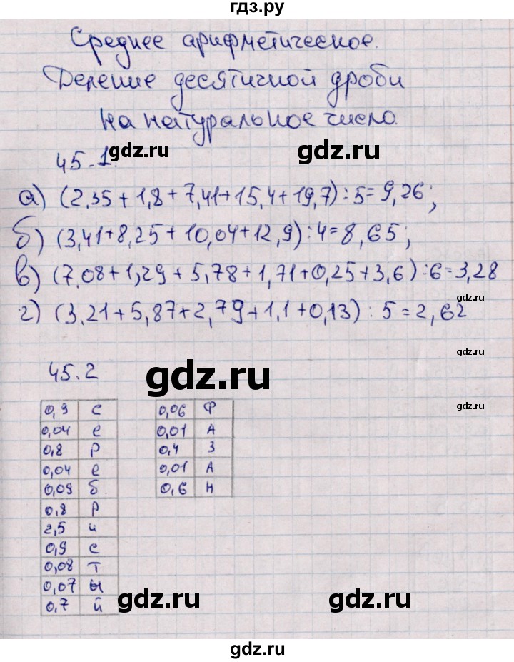ГДЗ по математике 5 класс Зубарева рабочая тетрадь  тетрадь №2. страница - 45, Решебник