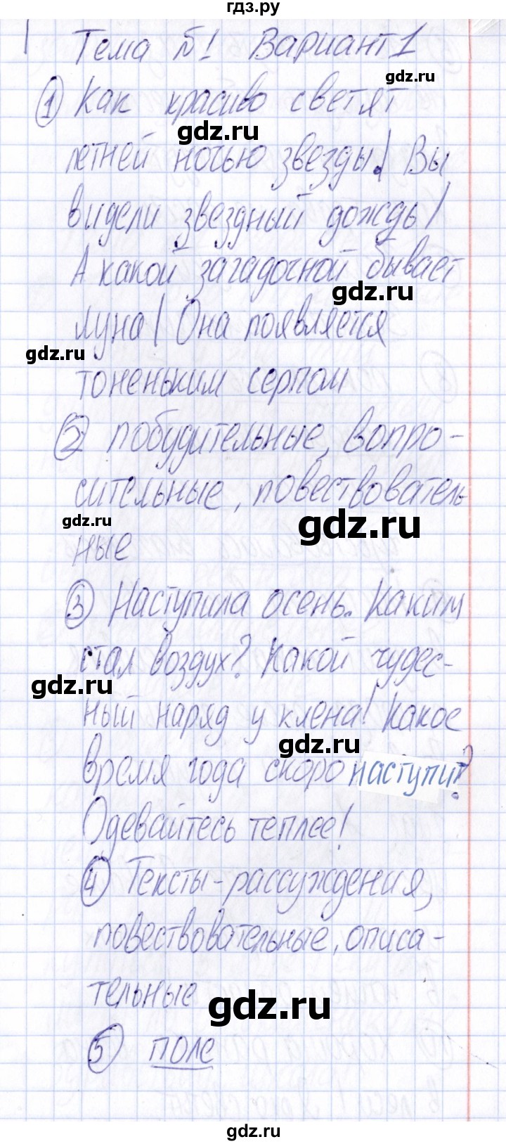 ГДЗ по русскому языку 4 класс  Голубь Тематический контроль  тема 1 (вариант) - 1, Решебник №1