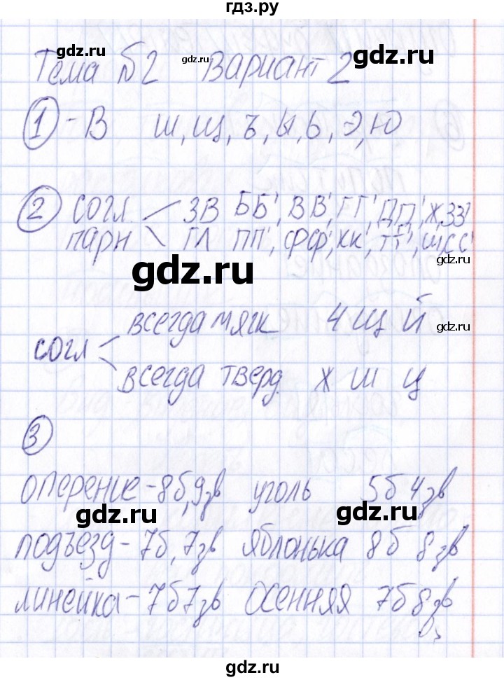 ГДЗ по русскому языку 4 класс  Голубь Тематический контроль  тема 2 (вариант) - 2, Решебник №1