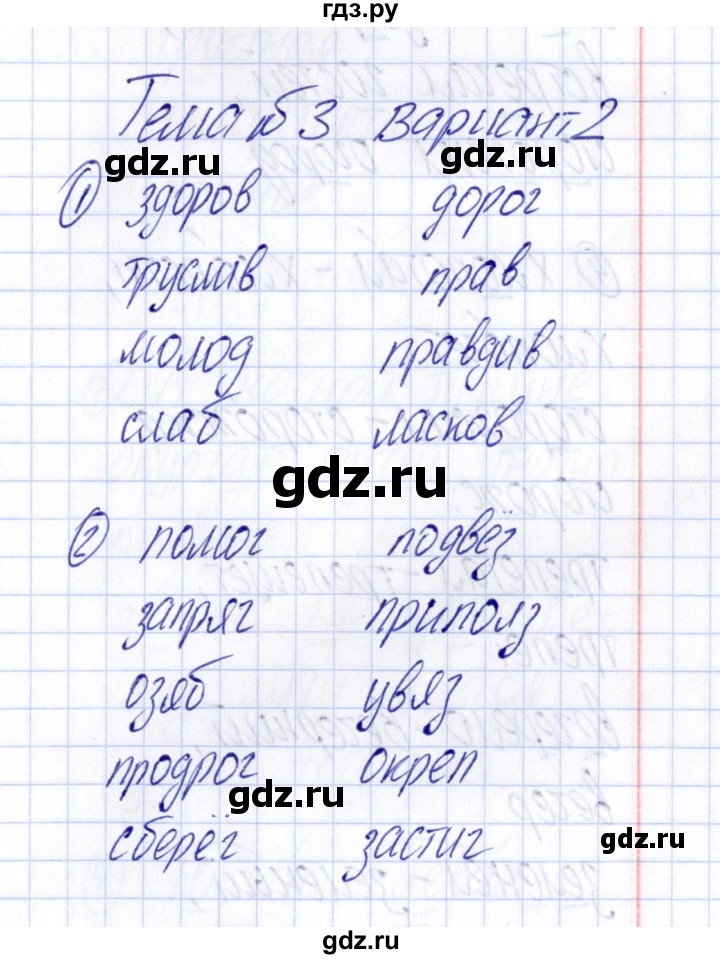 ГДЗ по русскому языку 4 класс  Голубь Тематический контроль  тема 3 (вариант) - 2, Решебник №1