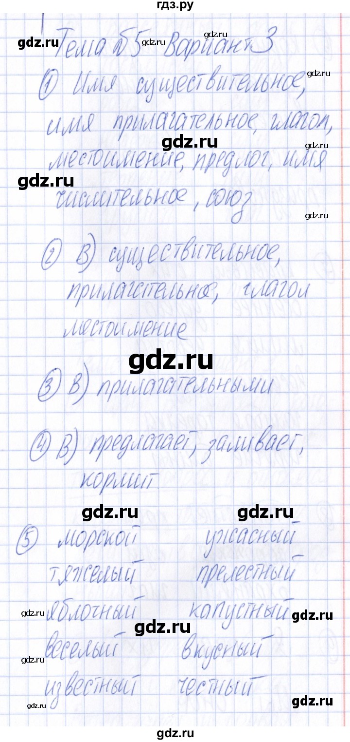 ГДЗ по русскому языку 4 класс  Голубь Тематический контроль  тема 5 (вариант) - 3, Решебник №1