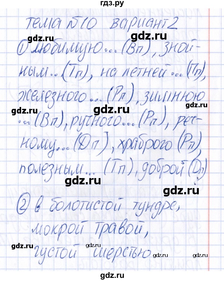 ГДЗ по русскому языку 4 класс  Голубь Тематический контроль  тема 10 (вариант) - 2, Решебник №1