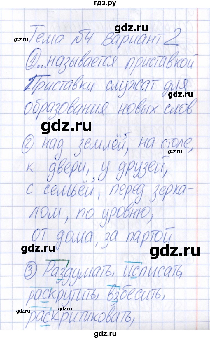 ГДЗ по русскому языку 4 класс  Голубь Тематический контроль  тема №4 - Вариант 2, Решебник №1 2019