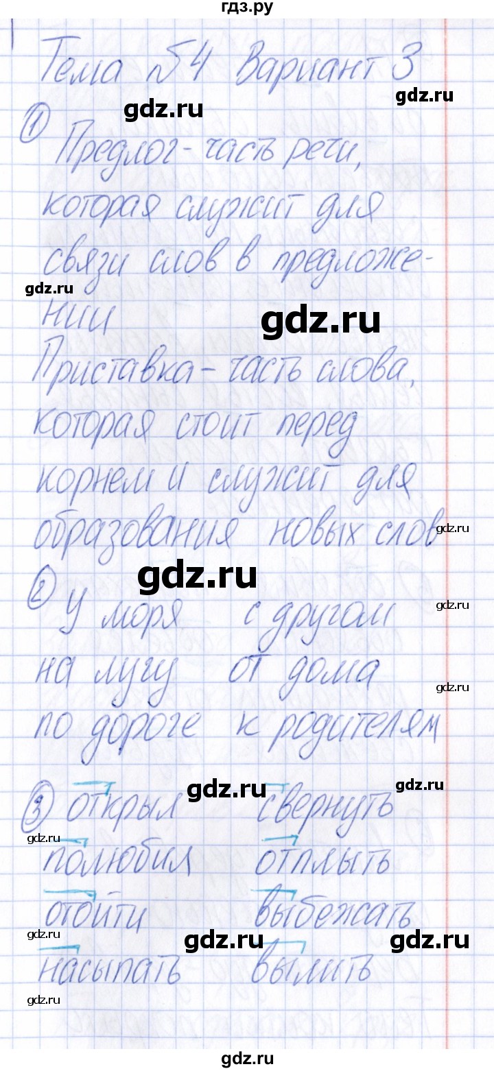 ГДЗ по русскому языку 4 класс  Голубь Тематический контроль  тема №4 - Вариант 3, Решебник №1 2019