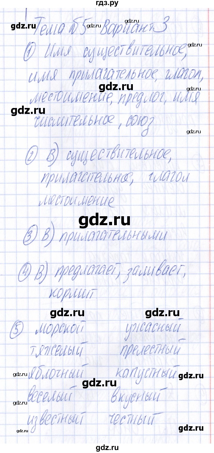ГДЗ по русскому языку 4 класс  Голубь Тематический контроль  тема №5 - Вариант 3, Решебник №1 2019
