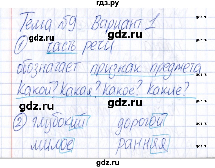 ГДЗ по русскому языку 4 класс  Голубь Тематический контроль  тема №9 - Вариант 1, Решебник №1 2019