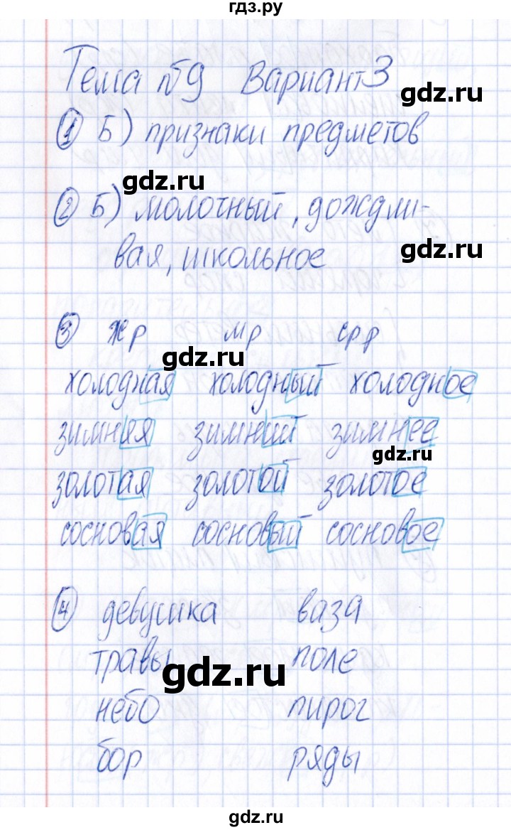 ГДЗ по русскому языку 4 класс  Голубь Тематический контроль  тема №9 - Вариант 3, Решебник №1 2019