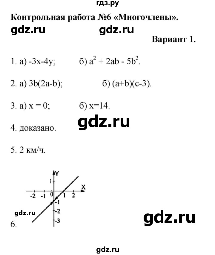 ГДЗ по алгебре 7 класс Рурукин контрольные работы  КР-6 - Вариант 1, Решебник