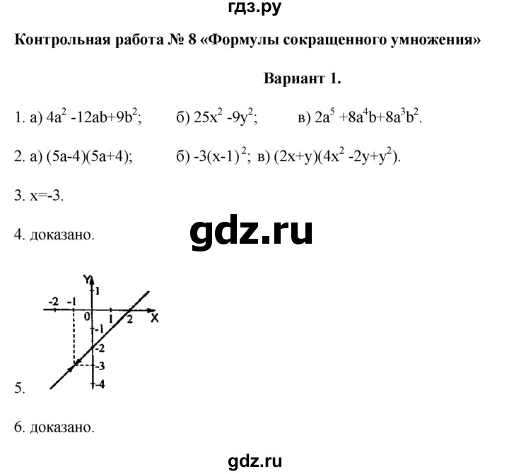 ГДЗ по алгебре 7 класс Рурукин контрольные работы  КР-8 - Вариант 1, Решебник