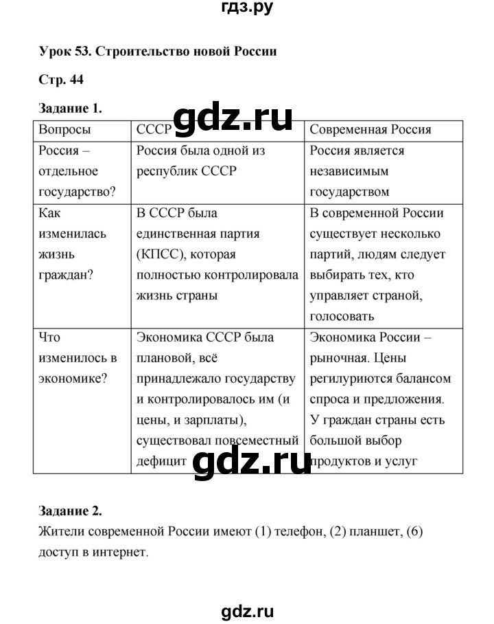 ГДЗ по окружающему миру 4 класс  Вахрушев рабочая тетрадь  часть 2 (урок) - 53, Решебник