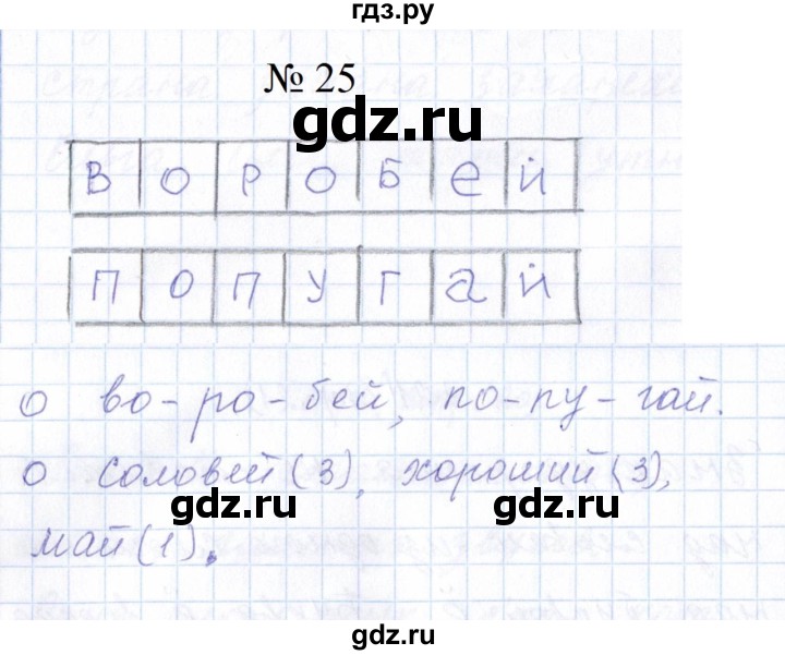 ГДЗ по русскому языку 1 класс  Савинкина рабочая тетрадь  упражнение - 25, Решебник 2023