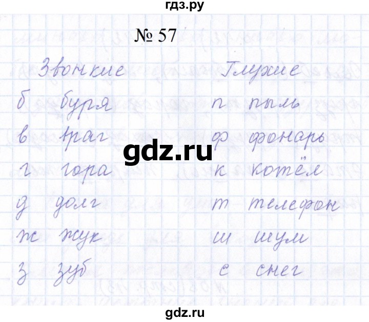 ГДЗ по русскому языку 1 класс  Савинкина рабочая тетрадь  упражнение - 57, Решебник 2023