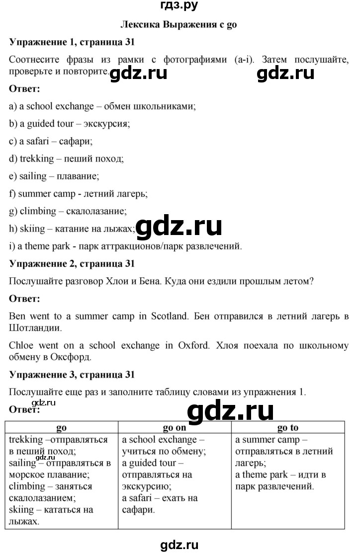 ГДЗ по английскому языку 7 класс Голдштейн   страница - 31, Решебник