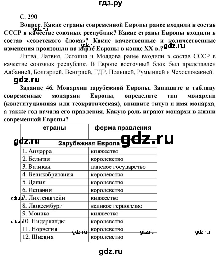 ГДЗ по географии 10 класс Холина  Углубленный уровень страница - 290, Решебник