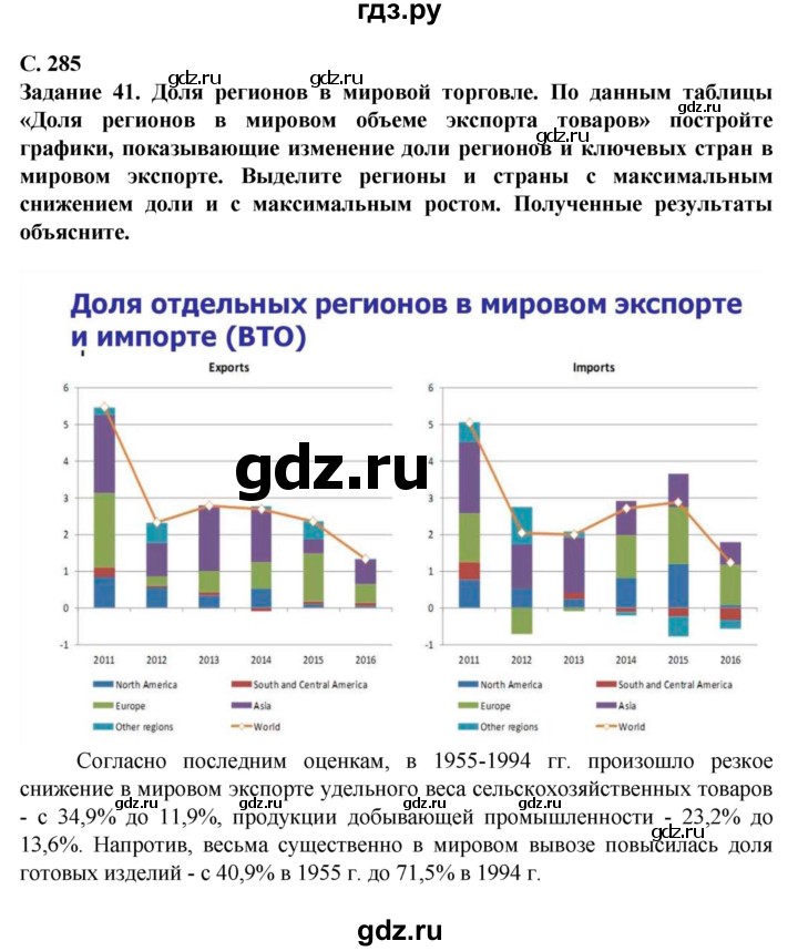 ГДЗ по географии 11 класс Холина  Углубленный уровень страница - 285, Решебник