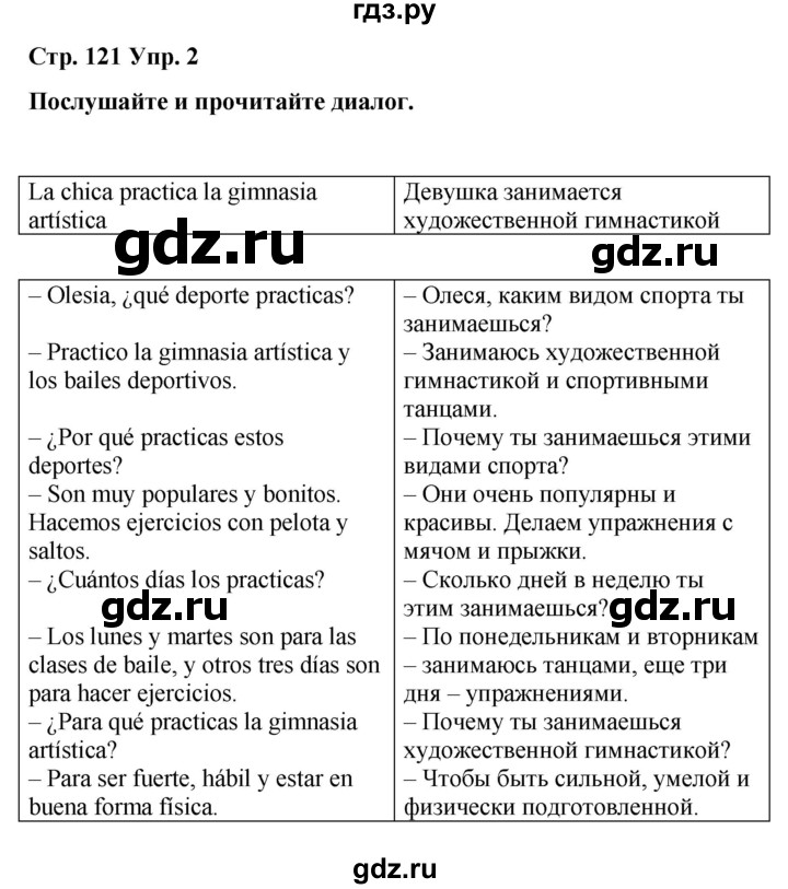 ГДЗ по испанскому языку 4 класс Бреславська   страница - 121, Решебник