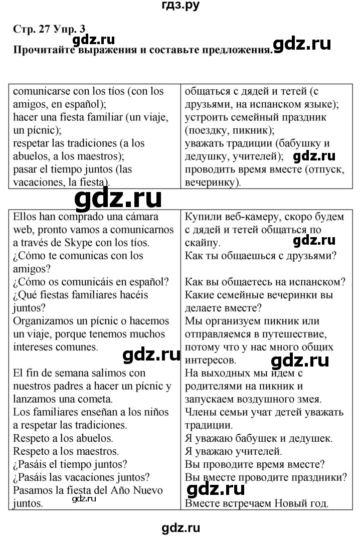 ГДЗ по испанскому языку 4 класс Бреславська   страница - 27, Решебник