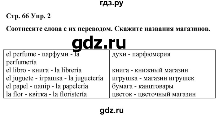 ГДЗ по испанскому языку 4 класс Бреславська   страница - 66, Решебник
