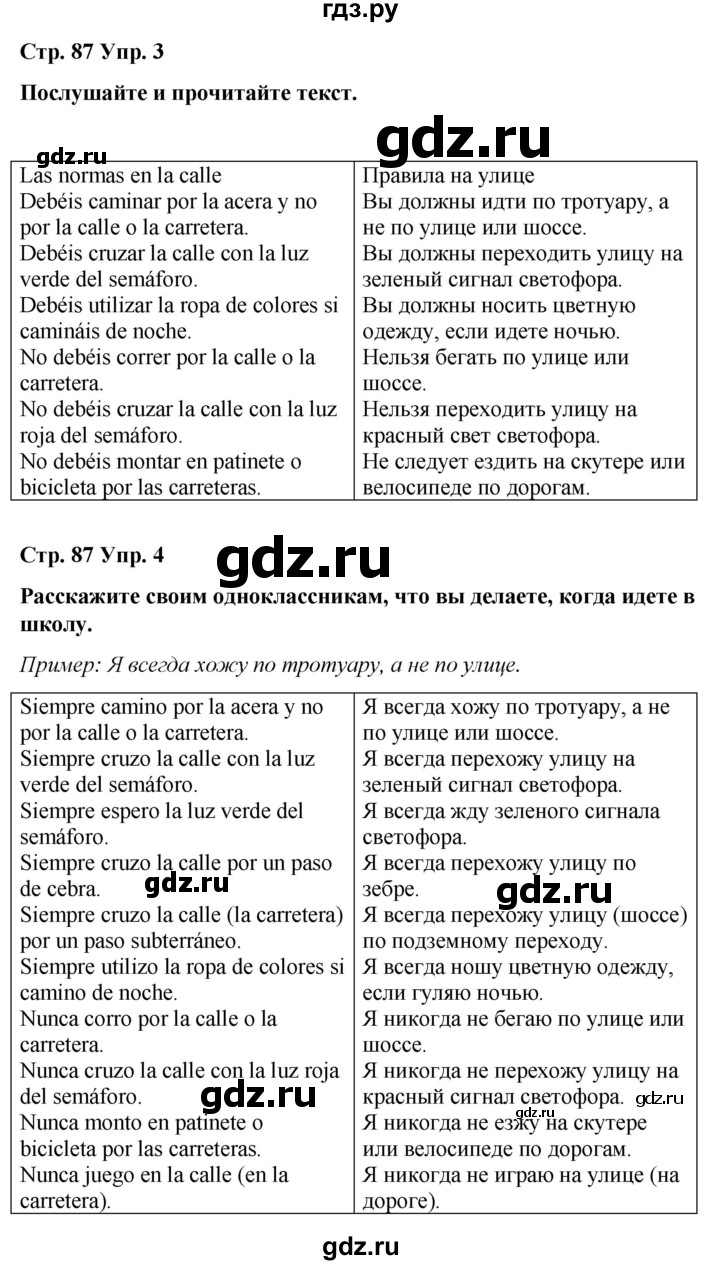 ГДЗ по испанскому языку 4 класс Бреславська   страница - 87, Решебник