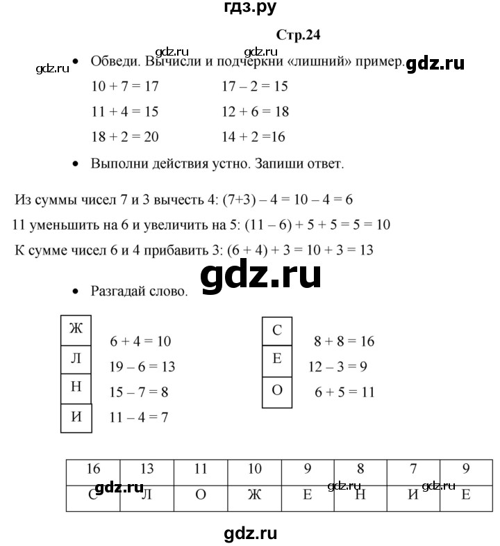 ГДЗ по математике 1 класс Кремнева рабочая тетрадь  тетрадь №2. страница - 24, Решебник к тетради 2020