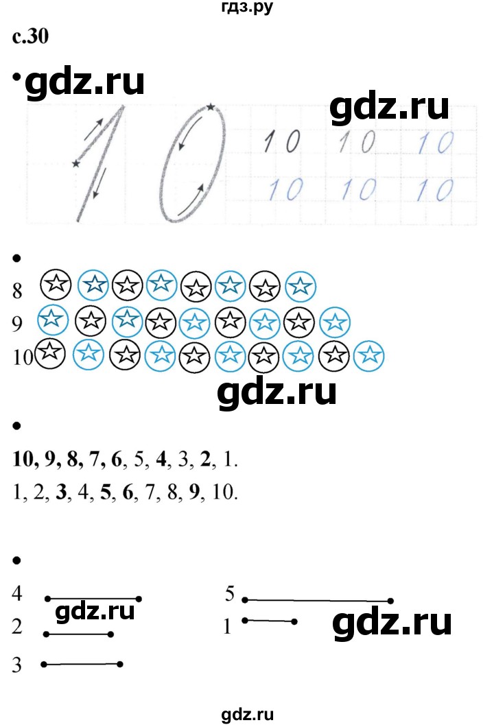 ГДЗ по математике 1 класс Кремнева рабочая тетрадь (Моро)  тетрадь №1. страница - 30, Решебник №1 2023