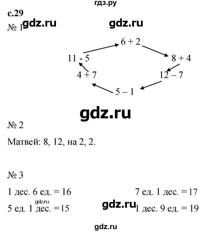 ГДЗ по математике 1 класс Кремнева рабочая тетрадь (Моро)  тетрадь №2. страница - 29, Решебник №1 2023