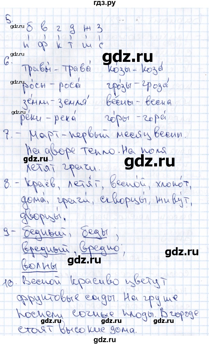 ГДЗ по русскому языку 1 класс  Голубь Тематический контроль знаний  русский язык (темы) / 4. Парные звонкие и глухие согласные звуки (вариант) - 2, Решебник №1