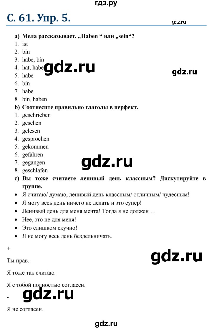 ГДЗ по немецкому языку 6 класс Радченко Wunderkinder Plus Базовый и углубленный уровень страница - 61, Решебник №1 к учебнику Wunderkinder