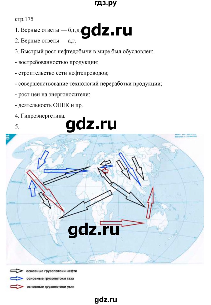 ГДЗ по географии 10 класс  Гладкий  Базовый и углубленный уровень страница - 175, Решебник