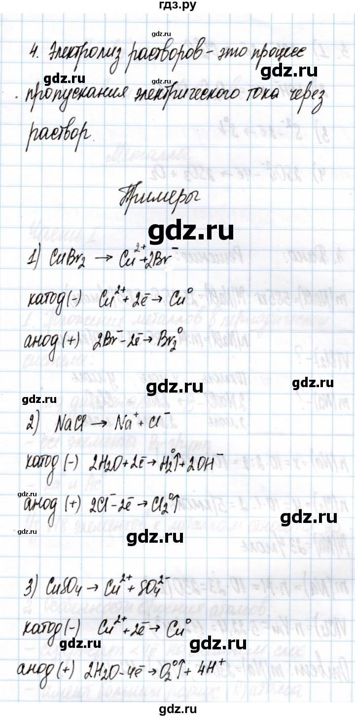 ГДЗ по химии 11 класс Габриелян рабочая тетрадь Базовый уровень глава 2 / электролиз расплавов и растворов / часть 1 - 4, Решебник