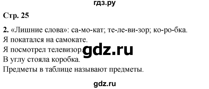 ГДЗ по русскому языку 1 класс  Тихомирова рабочая тетрадь (Канакина)  страница - 25, Решебник 2022